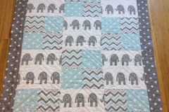 44" x 55" Modern Elephant Baby Quilt 
Holly P.
Chevron and loops custom quilting
2018 Custom Client Quilt