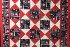 Patriot's Quilt 89" x 94"Pieced by Pat W.Footballs and Helmets B2B2018 Client Quilt