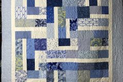 60" x 76" Blue and white quiltDamask Lite E2EJanice M.2018 Client quilt
