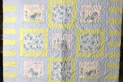 43" x 43" Baby Animal Panel 3Pieced by Janine B.E2E "Quirky"2019 Client Quilt