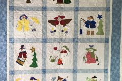 53" x 67" Snowman Applique QuiltNancy"Curly" E2E 2019 Client Quilt